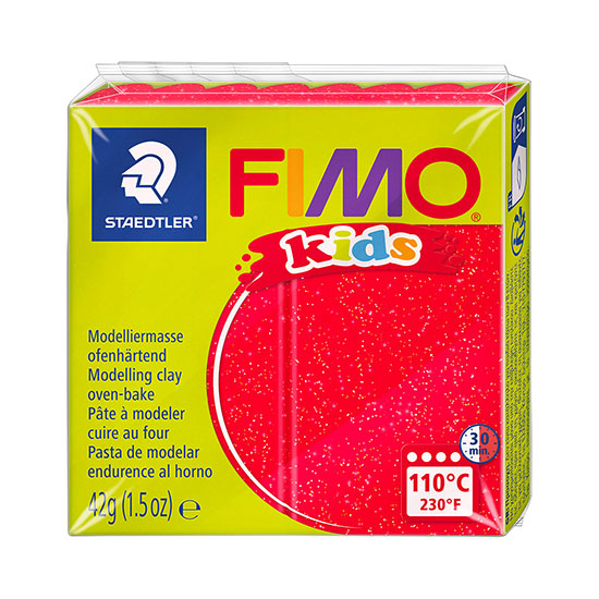 FIMO Kids Glitter Rød Ler 42g