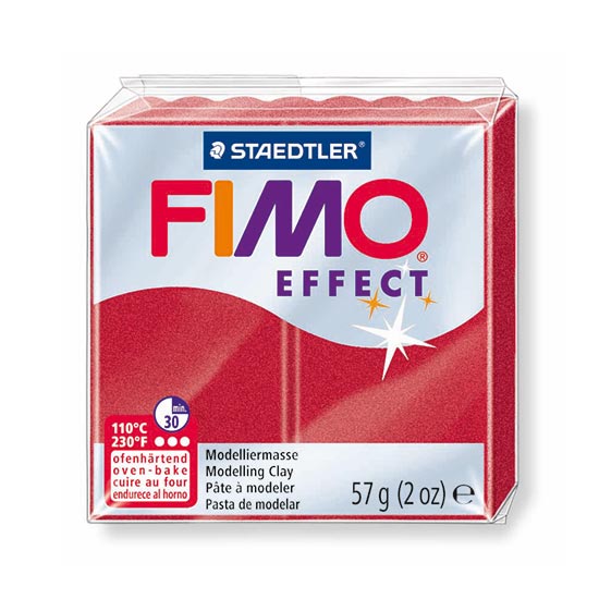 FIMO Effect Metallic Rubinrød Ler