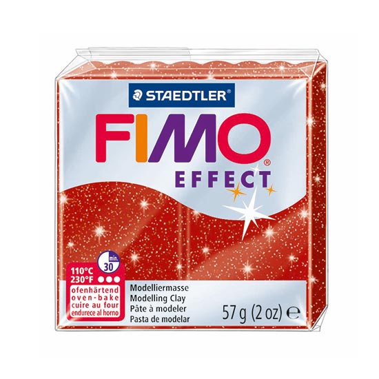Fimo effect glitter rød ler 8020-202