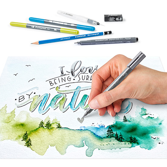61_3001-2_demo Staedtler Handlettering x Watercolour Set - Skriv- Akvarelsæt