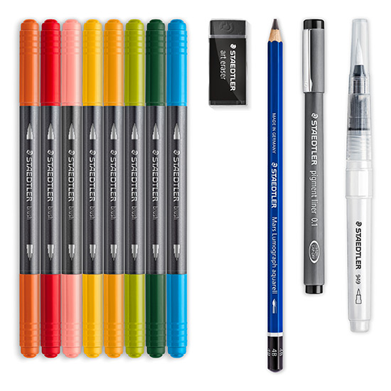 staedtler_61_3001-1_Content Staedtler Floral Watercolour Set - Mixed Akvarelsæt