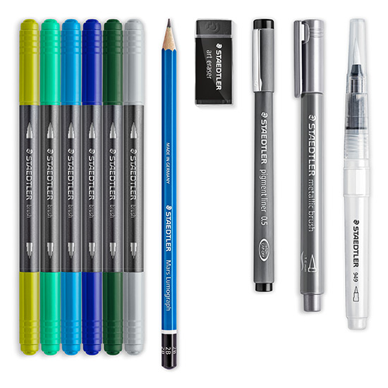 staedtler_61_3001-2_Content Staedtler Handlettering x Watercolour Set - Skriv- Akvarelsæt